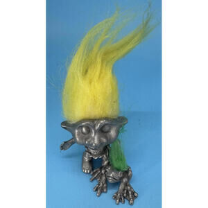 1992 PEWTER GIRL TROLL WITH FROG - 2" Rawcliffe Troll Dolls - Very Rare